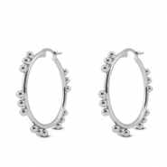 Boucles d'oreilles en acier Inox cr&eacute;oles Argent&eacute;