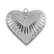 Breloques en acier Inox coeur Argent&eacute;