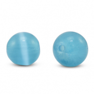 Perles en verre 6 mm Oeil de chat Bleu ciel