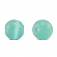 Perles en verre 6 mm Oeil de chat Turquoise menthe