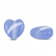 Perles en verre Oeil de chat coeur Bleu lavande