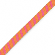 Ruban texte ray&eacute;es Orange-rose