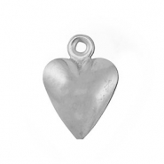 Breloques en acier Inox coeur Argent&eacute;