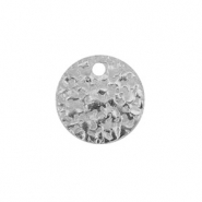 Breloques en acier Inox ronde Argent&eacute;