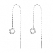 Boucles d'oreilles en acier Inox fleur Argent&eacute;