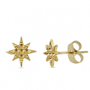 Boucles d'oreilles / puces d&rsquo;oreilles en acier Inox &eacute;toile Dor&eacute;