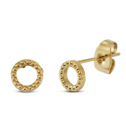 Boucles d'oreilles / puces d&rsquo;oreilles en acier Inox rond Dor&eacute;