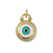 M&eacute;tal TQ laiton breloques oeil porte-bonheur Dor&eacute;-bleu &eacute;meraude
