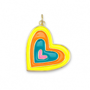 M&eacute;tal TQ laiton breloques coeur Dor&eacute;-multicolore n&eacute;on