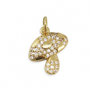 M&eacute;tal TQ laiton breloques zirconium champignon Dor&eacute;