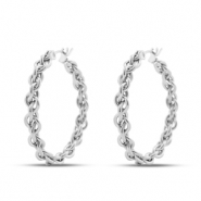 Boucles d'oreilles en acier Inox cr&eacute;oles Argent&eacute;