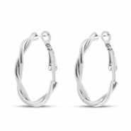 Boucles d'oreilles en acier Inox cr&eacute;oles Argent&eacute;