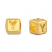 Perles alphabet en m&eacute;tal DQ Y Dor&eacute; (sans nickel)