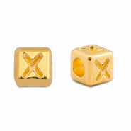 Perles alphabet en m&eacute;tal DQ X Dor&eacute; (sans nickel)
