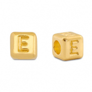 Perles alphabet en m&eacute;tal DQ E Dor&eacute; (sans nickel)