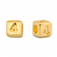 Perles alphabet en m&eacute;tal DQ 4 Dor&eacute; (sans nickel)