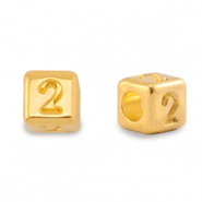 Perles alphabet en m&eacute;tal DQ 2 Dor&eacute; (sans nickel)