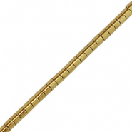 Perles h&eacute;matites tube 2mm Dor&eacute;