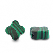 Pierres naturelles perles Calcite tr&egrave;fle Vert-noir