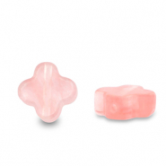 Pierres naturelles perles tr&egrave;fle Rose transparent