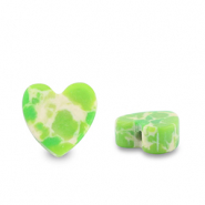 Pierres naturelles perles c&oelig;ur Vert-blanc-marron