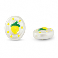 Perles acryliques ovale avec citron Perle-jaune-vert