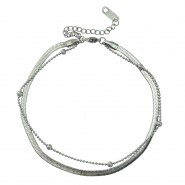 Chaines de cheville en acier Inox duo rangs Argent&eacute;