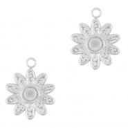 Breloques en acier Inox tournesol Argent&eacute;