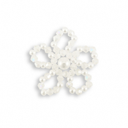Pendentifs accroche-regard perles &agrave; facettes & perles fleur Blanc nacr&eacute;-transparent