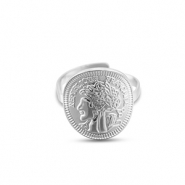 Bagues en acier Inox pi&egrave;ce de monnaie Argent&eacute;