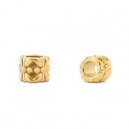 Perles en acier inox rondelles fleur Dor&eacute;