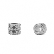Perles en acier inox rondelles fleur Argent&eacute;
