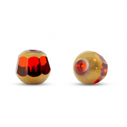 Perles en verre rond Rouge transparent-dor&eacute;