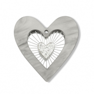 Pendentifs accroche-regard coeur Gris-argent&eacute;