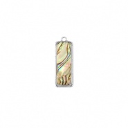 Pendentifs en r&eacute;sine avec imitation de coquille rectangle Argent&eacute;-taupe
