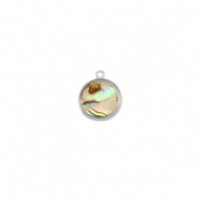 Pendentifs en r&eacute;sine avec imitation de coquille rond Argent&eacute;-taupe