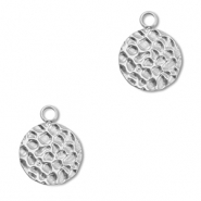 Breloques en acier Inox rond Argent&eacute;