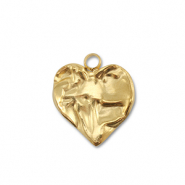 Breloques en acier Inox coeur Dor&eacute;