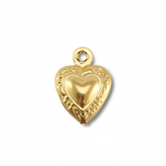 Breloques en acier Inox coeur Dor&eacute;