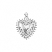 M&eacute;tal TQ laiton breloques coeur Argent&eacute;