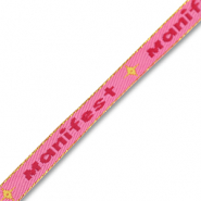 Ruban texte "Manifest" Rose-rouge-dor&eacute;