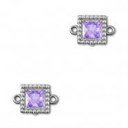 Connecteurs en acier Inox zirconium carr&eacute; Argent&eacute;-violet