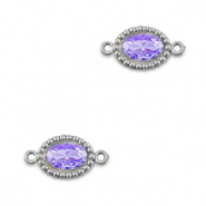 Connecteurs en acier Inox zirconium ovale Argent&eacute;-violet