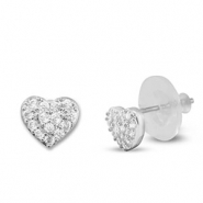 M&eacute;tal TQ laiton boucles d'oreilles / puces d&rsquo;oreilles zirconium c&oelig;ur Argent&eacute;