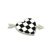 Broches c&oelig;ur avec fl&egrave;che Argent&eacute;-noir-blanc