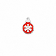 Breloques en m&eacute;tal boule de no&euml;l Argent&eacute;-rouge-blanc