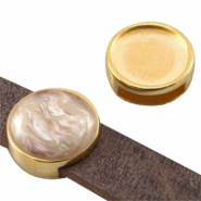 M&eacute;tal DQ poussoir serti pour cabochon 12mm (pour cuir plat 10mm) Dor&eacute; (sans nickel)