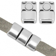 Fermoir aimant&eacute; en m&eacute;tal DQ (pour cuir plat 5mm) Argent&eacute; antique (sans nickel)