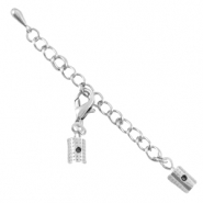 Cha&icirc;nette d'extension en m&eacute;tal DQ avec fermoir mousqueton et clip 3mm argent&eacute; antique (sans nickel)
