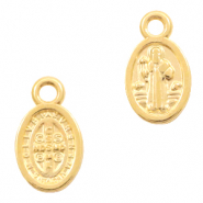 Breloques en métal DQ Jésus ovale Doré (sans nickel)